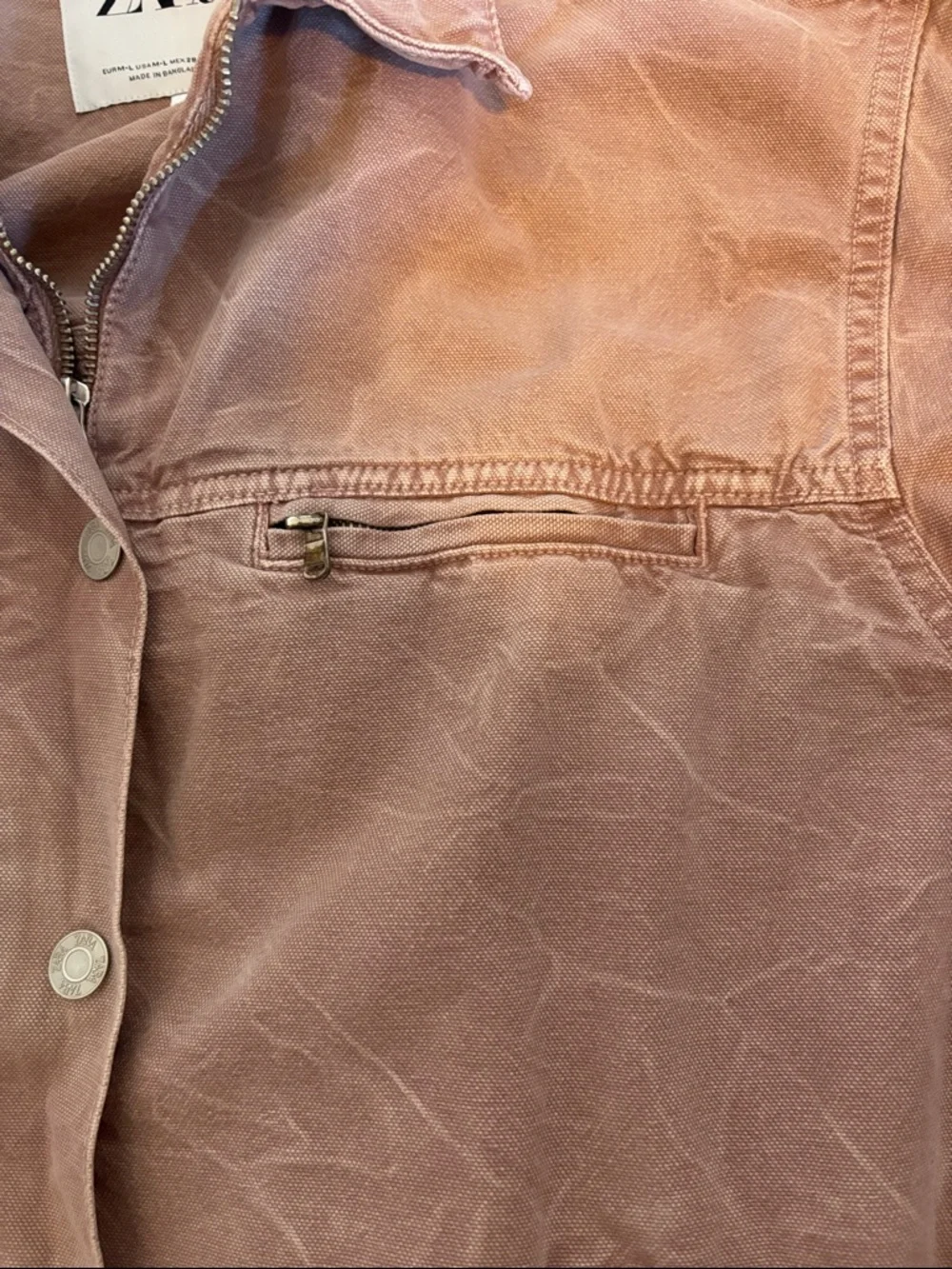 Zara Dusty Rose Washed Button-Up Jean Jacket - Picture 4 of 4